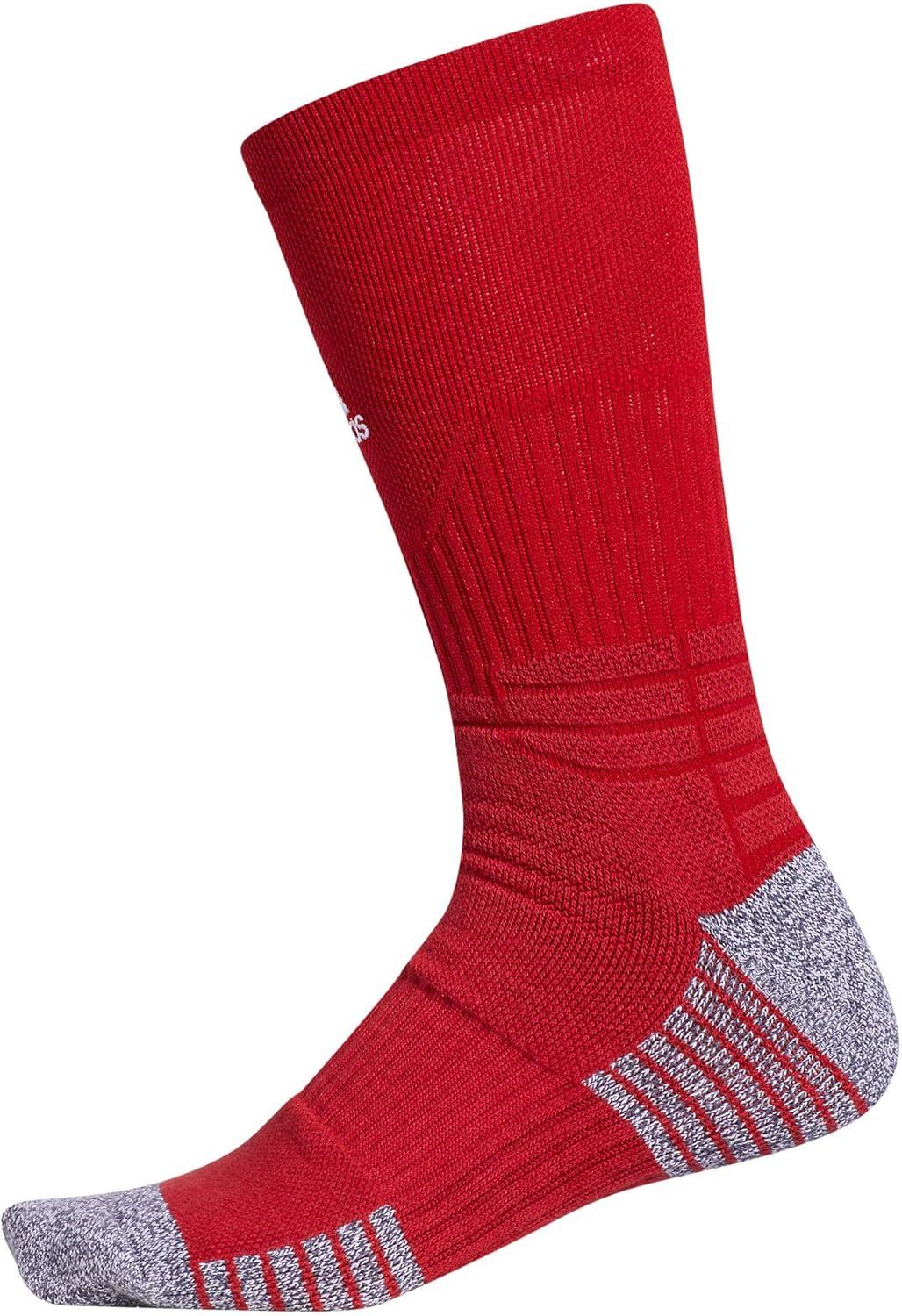 imageadidas 5Star Football Crew Socks for Mens and Womens Sports Soccer Volleyball 1PackPower RedWhite