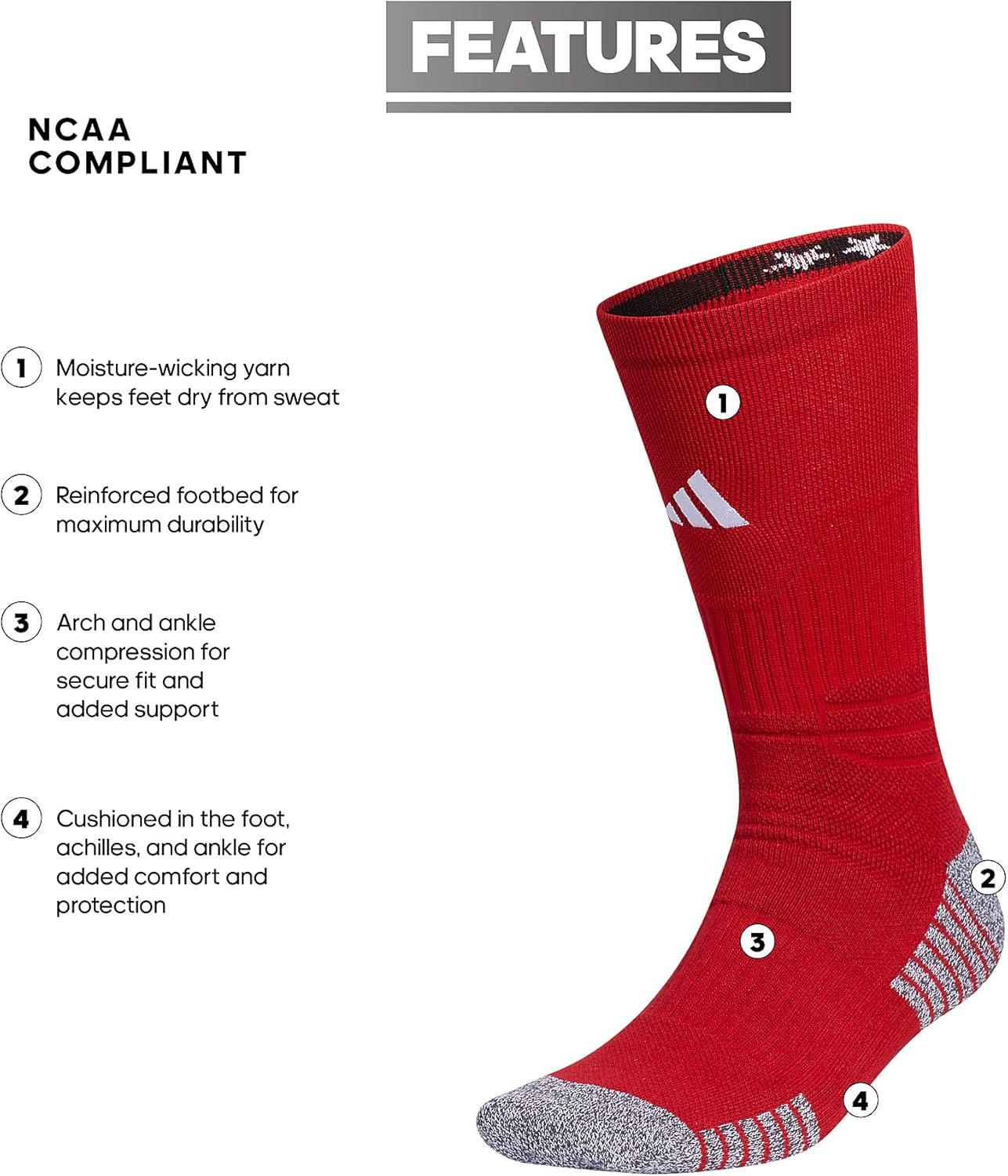 imageadidas 5Star Football Crew Socks for Mens and Womens Sports Soccer Volleyball 1PackPower RedWhite20