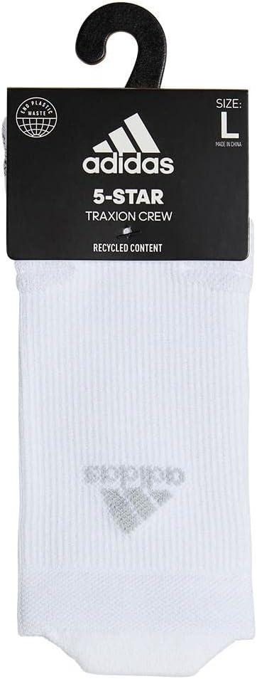 imageadidas 5Star Football Crew Socks for Mens and Womens Sports Soccer Volleyball 1PackTraxionWhiteClear Grey