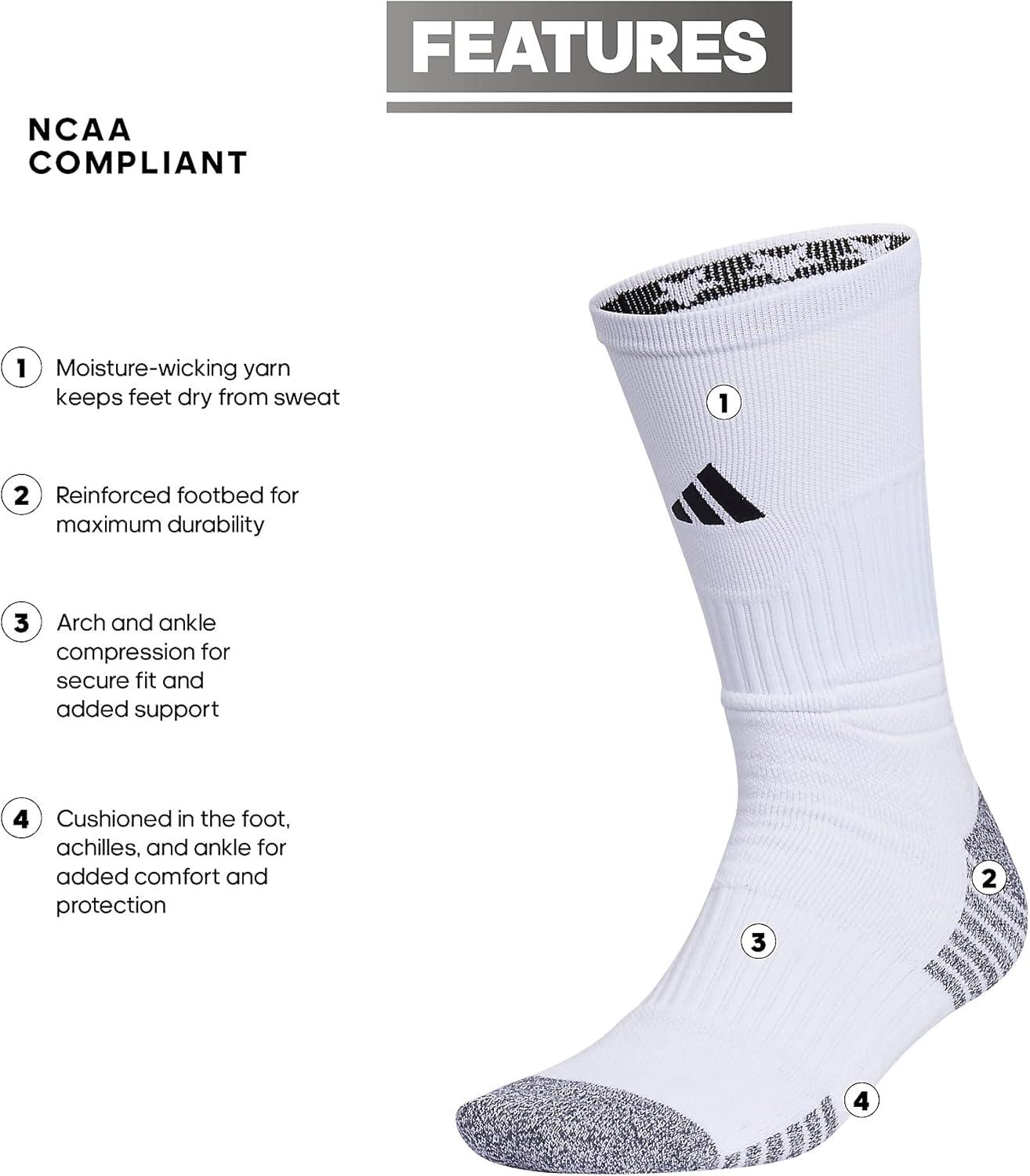 imageadidas 5Star Football Crew Socks for Mens and Womens Sports Soccer Volleyball 1PackWhiteBlack20