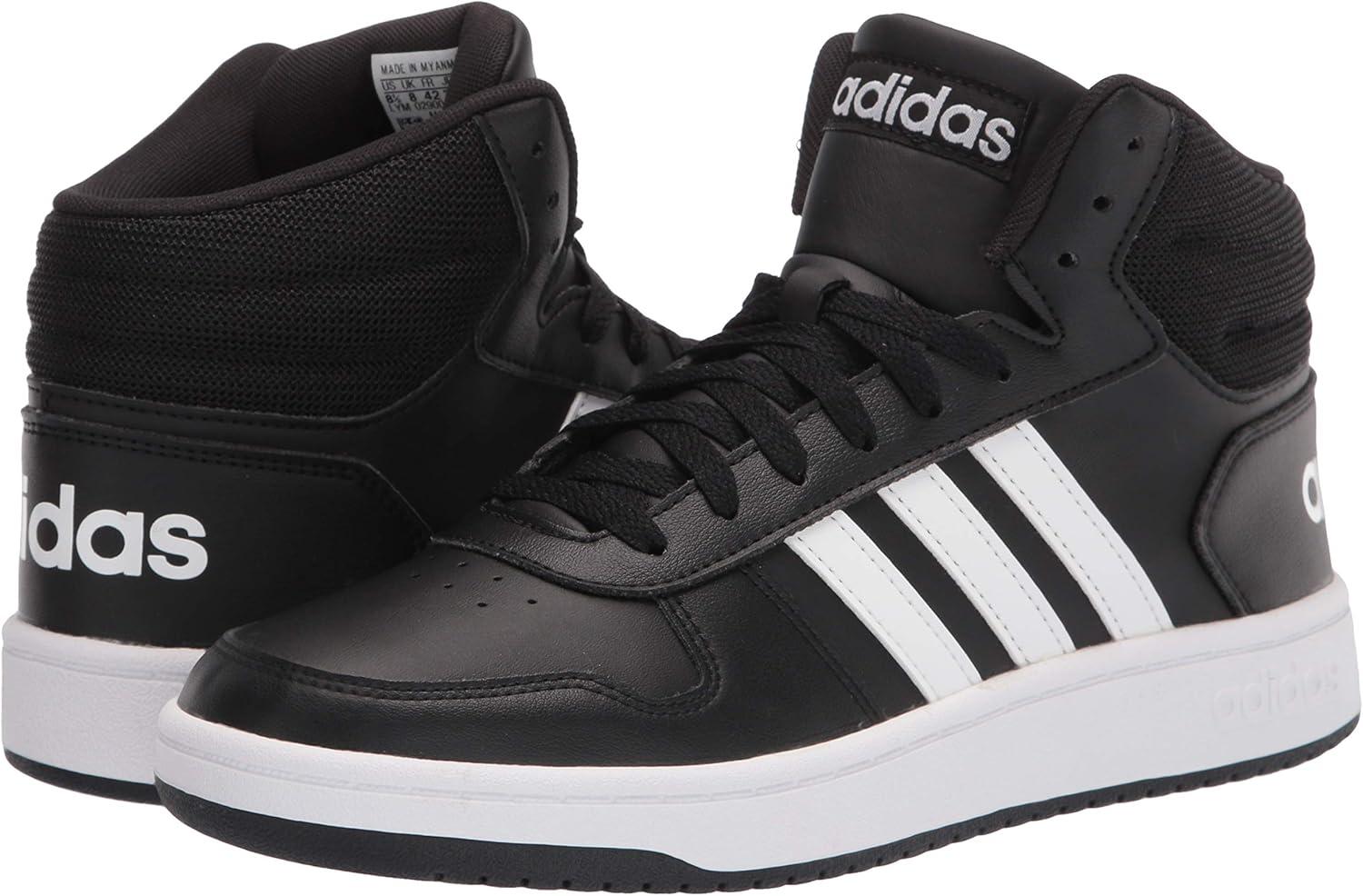 imageadidas Mens Hoops 20 Mid Basketball Shoe BlackWhiteWhite 10