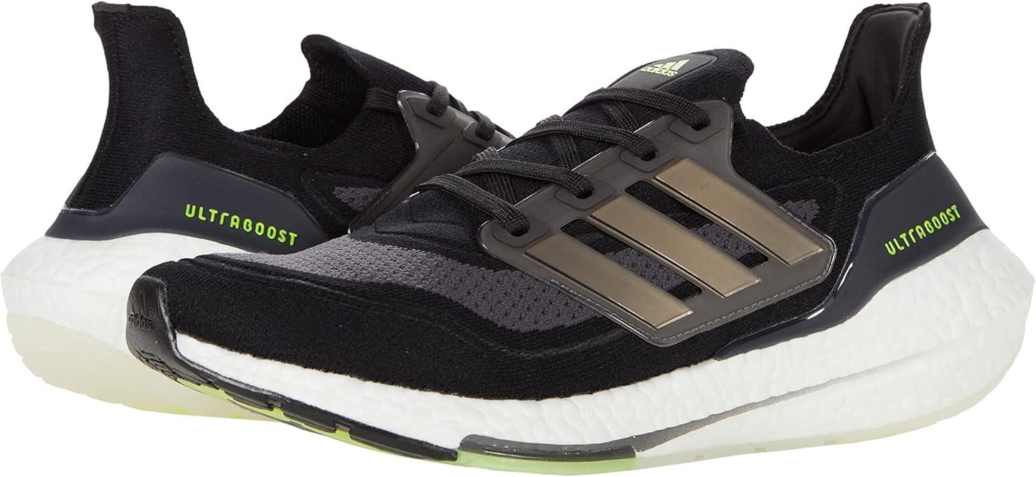 imageadidas Mens Ultraboost 21 ShoesBlackSilver MetallicSolar Yellow
