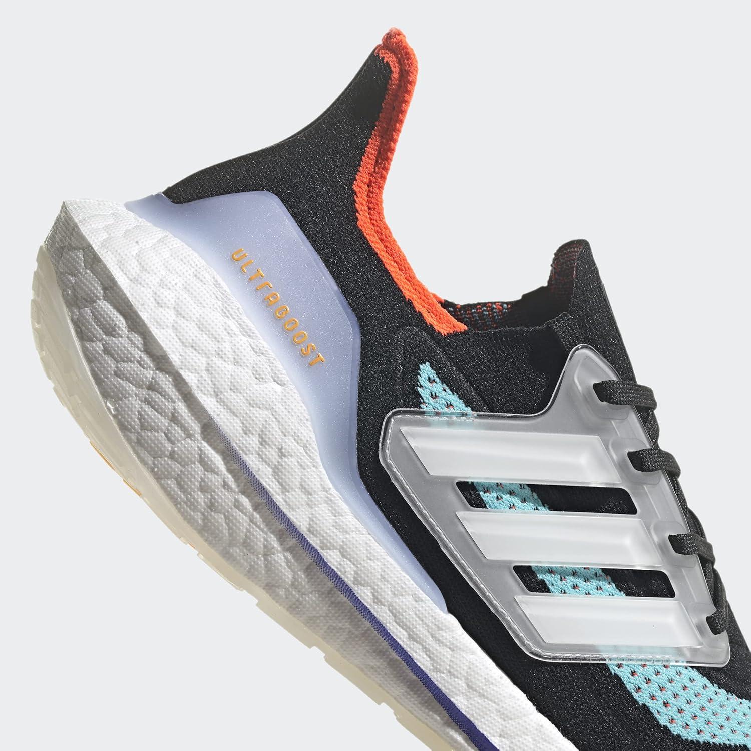 imageadidas Mens Ultraboost 21 ShoesBlackWhiteAqua