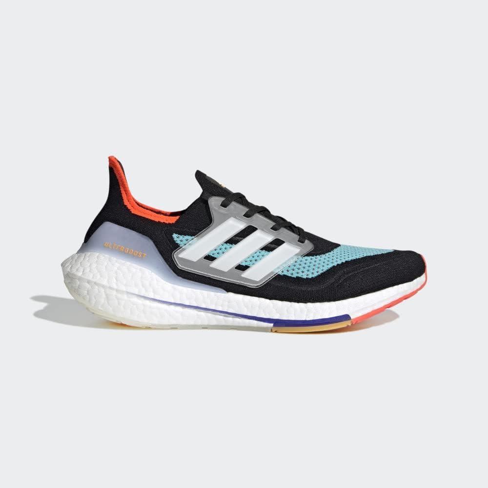 imageadidas Mens Ultraboost 21 ShoesBlackWhiteAqua