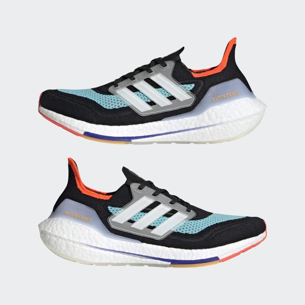 imageadidas Mens Ultraboost 21 ShoesBlackWhiteAqua