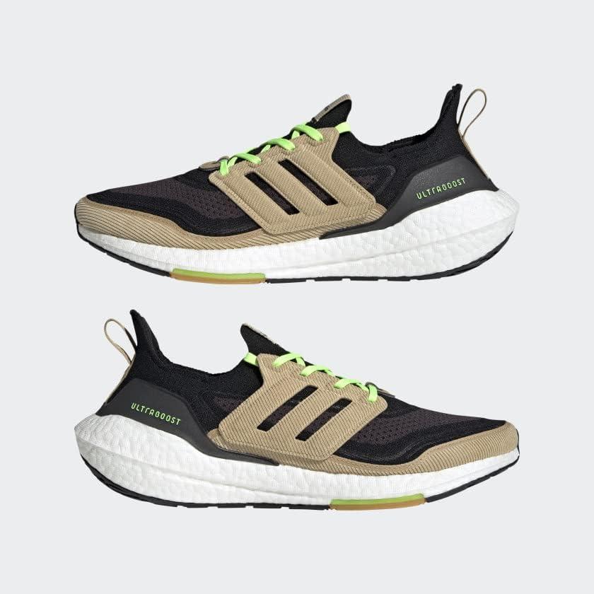 imageadidas Mens Ultraboost 21 ShoesCore BlackBeige ToneSignal Green