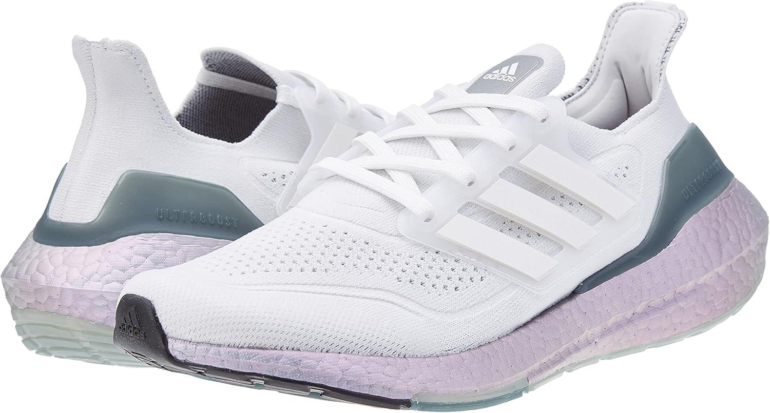 imageadidas Mens Ultraboost 21 ShoesCrystal White Crystal White Hazy Green