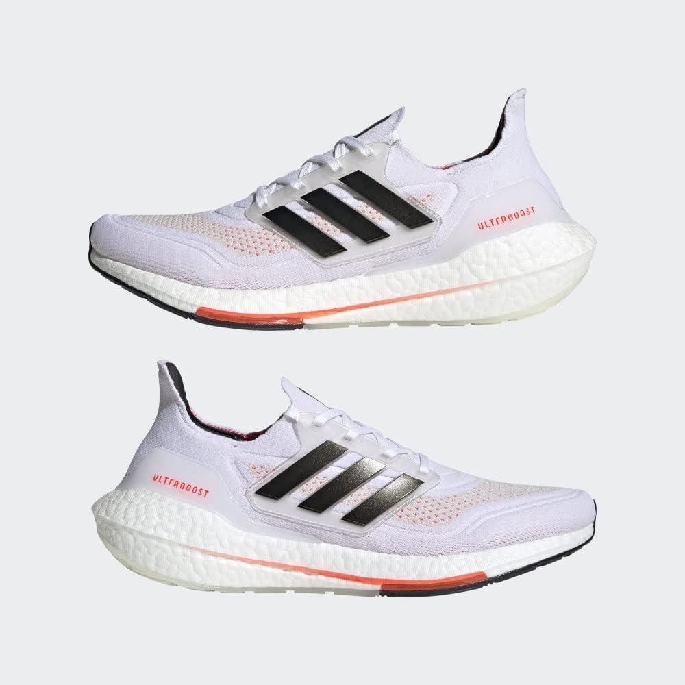 imageadidas Mens Ultraboost 21 ShoesWhiteBlackSolar Red