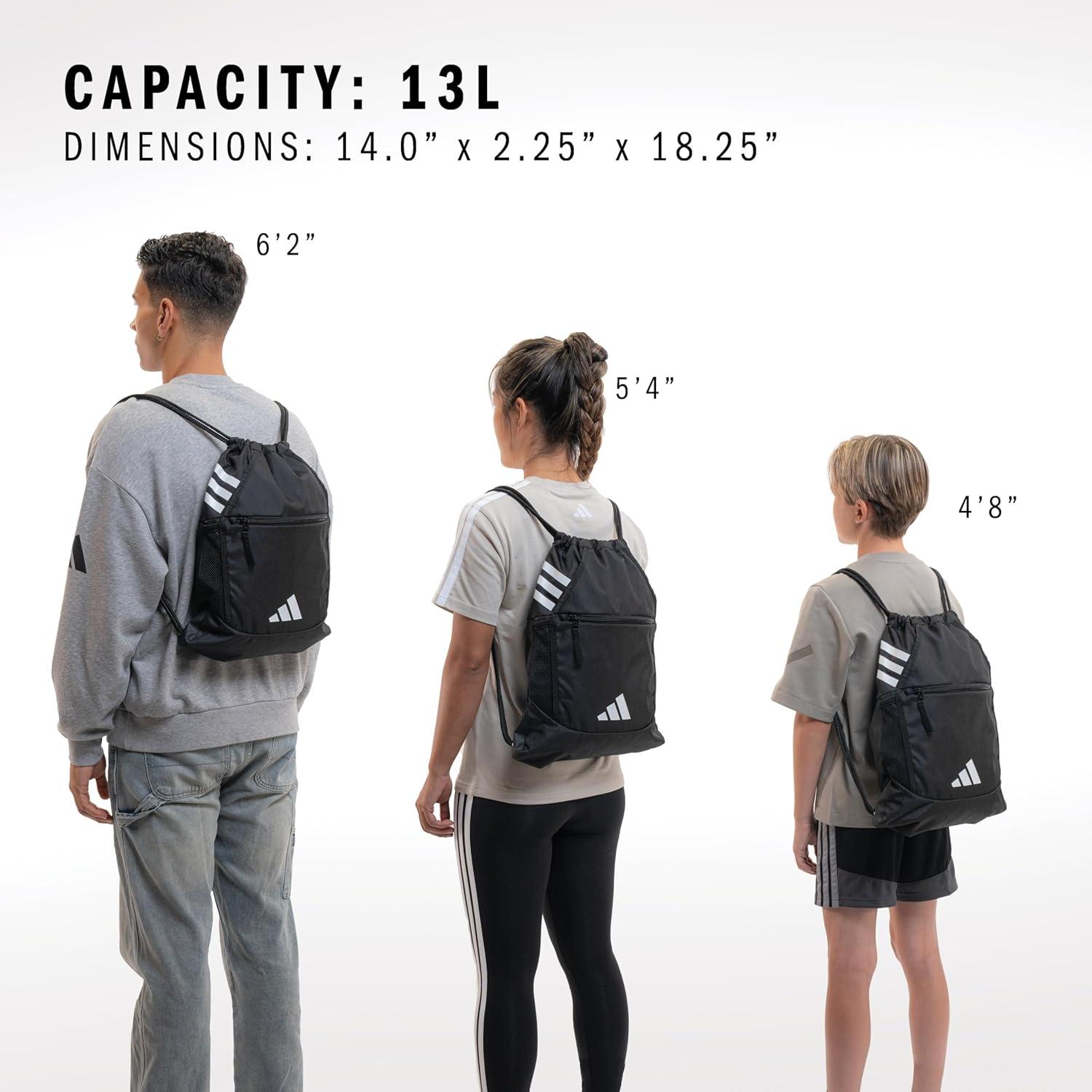 imageadidas Stadium Sackpack Small Drawstring Bag for Sports ampamp Gym Black One SizeTeam Light GreyWhite