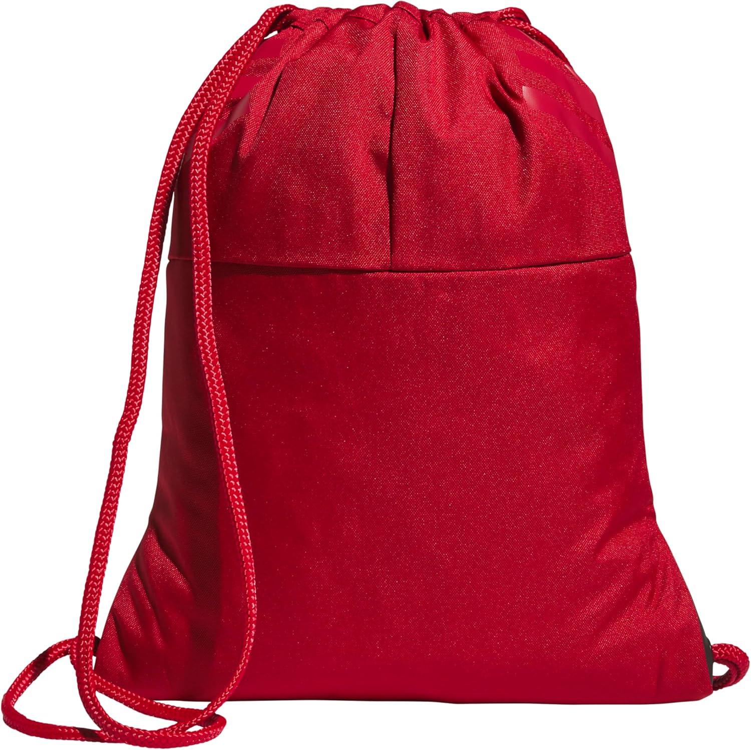 imageadidas Stadium Sackpack Small Drawstring Bag for Sports ampamp Gym Black One SizeTeam Power Red 2White