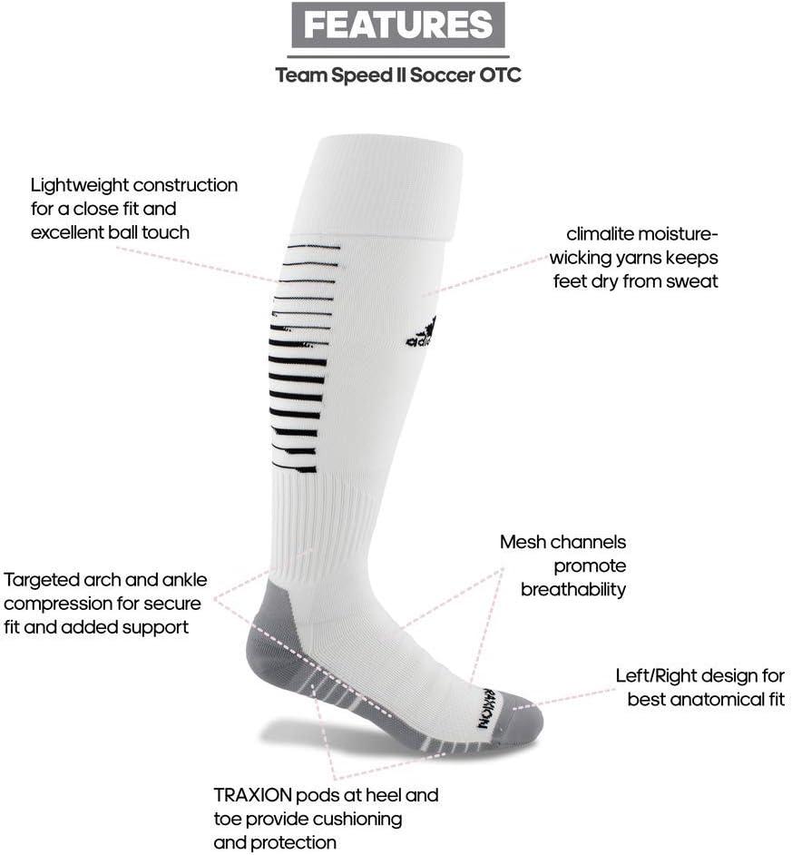 imageadidas Team Speed 2 Soccer Socks for Boys Girls Men and Women 1PairWhiteBlackLight Onix Grey