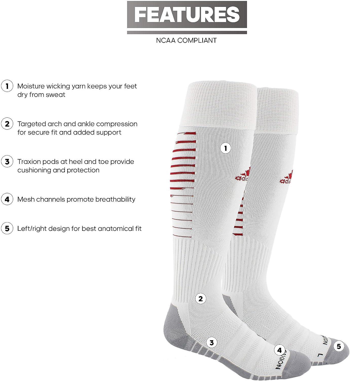 imageadidas Team Speed 2 Soccer Socks for Boys Girls Men and Women 1PairWhiteTeam Power RedLight Onix Grey