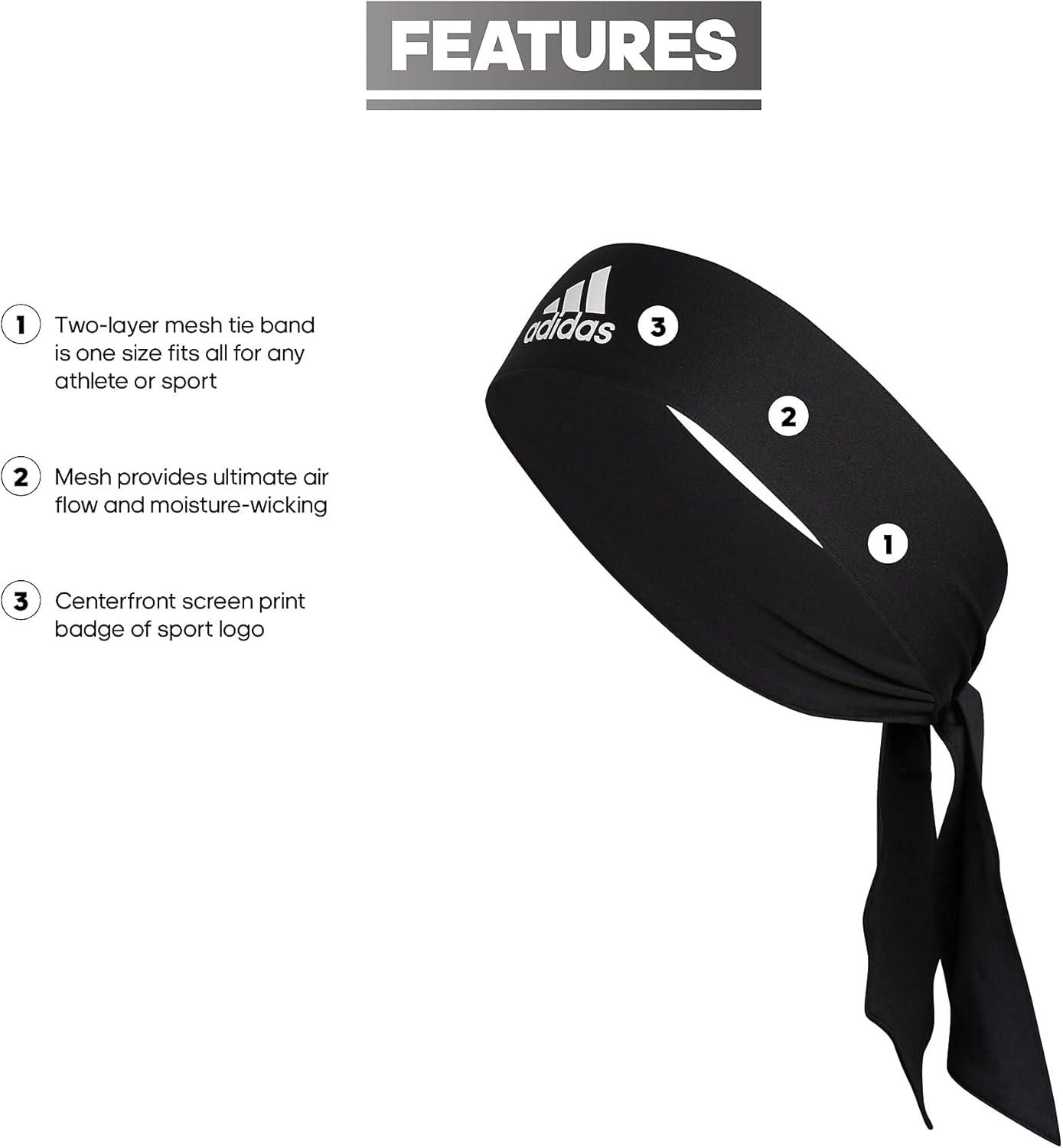 imageadidas Unisex Alphaskin Tie Workout Headband for Women and Men Mesh MoistureWicking Sports Headbands for Girls and BoysBlackWhite