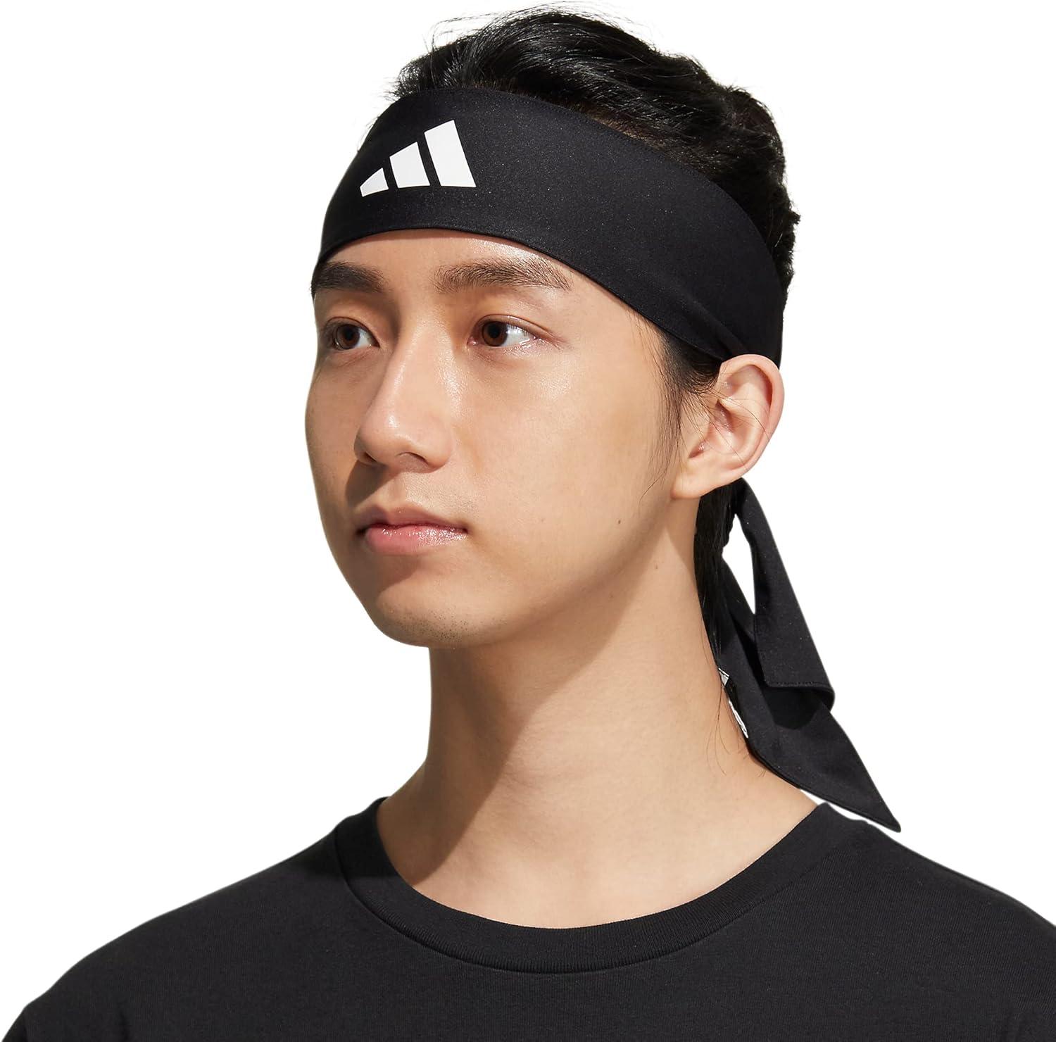 imageadidas Unisex Alphaskin Tie Workout Headband for Women and Men Mesh MoistureWicking Sports Headbands for Girls and BoysBlackWhite2