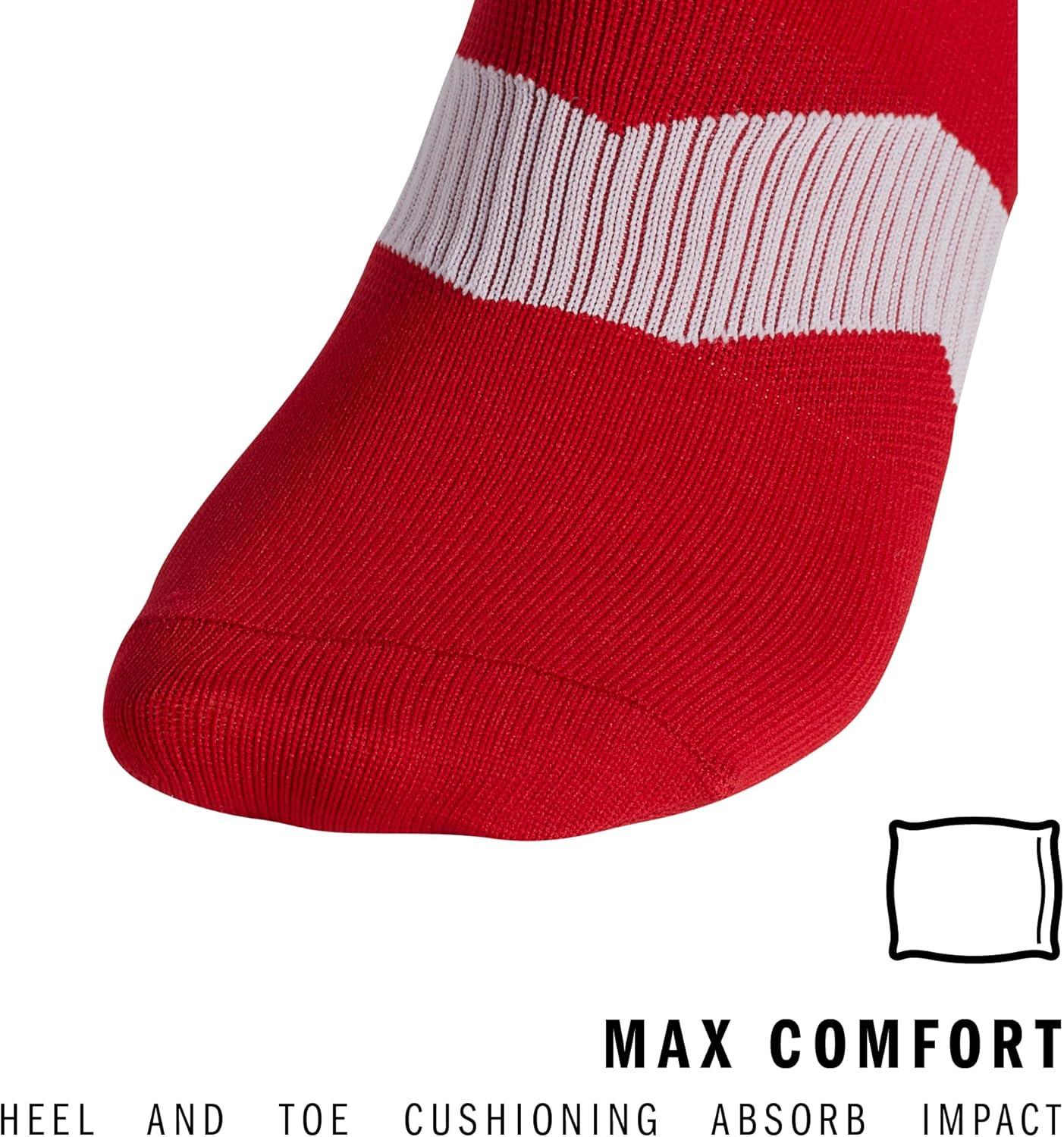 imageadidas Unisex Metro Soccer Socks for Men Women Youth Boys and Girls Team SportsTeam Power RedClear GreyWhite