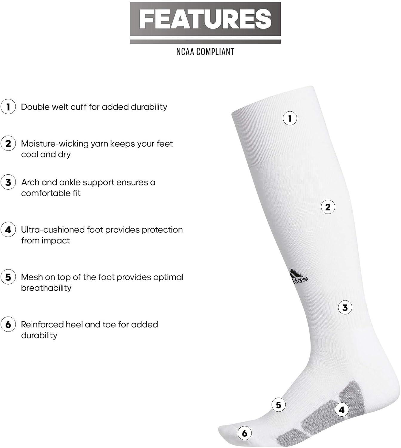 imageadidas Unisex Purehustle Softball Over the Calf Otc Socks 1pairWhiteBlackLight Onix Grey