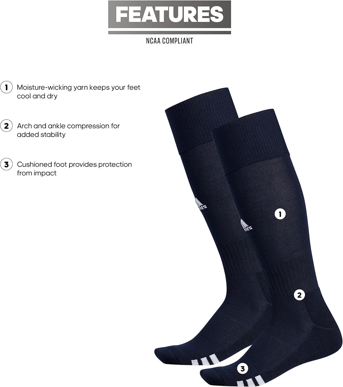 imageadidas Unisex Rivalry Field Compression Sport Socks for Men Women Athletic Socks MoistureWicking NCAA Compliant 2PackNavy BlueWhite