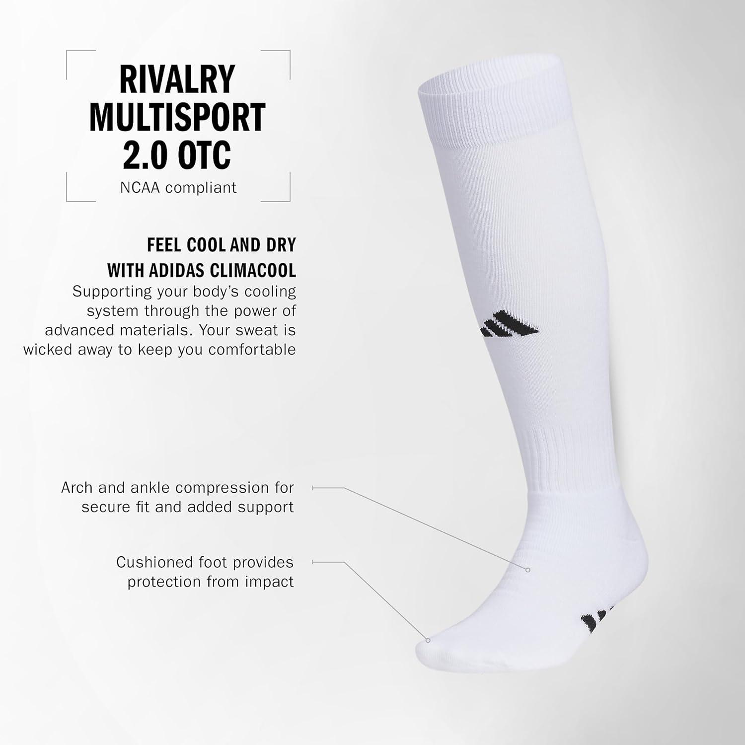 imageadidas Unisex Rivalry Field Compression Sport Socks for Men Women Athletic Socks MoistureWicking NCAA Compliant 2PackWhiteBlack2