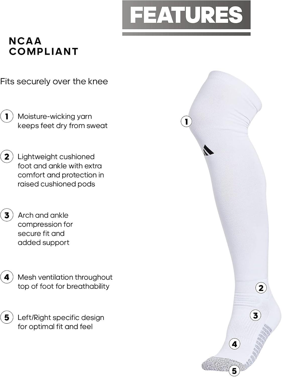 imageadidas Unisex adizero Football Socks 1 pair cushioned overtheknee long fit for men womenWhiteBlack 20