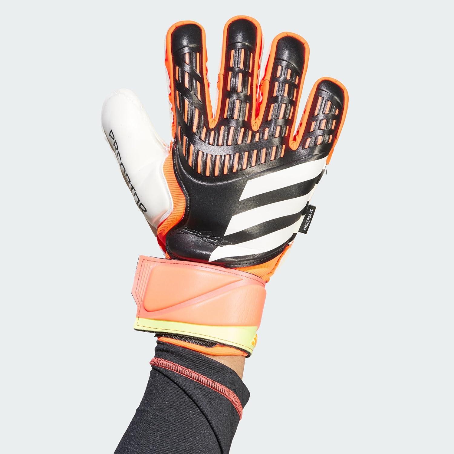 imageadidas UnisexAdult Match Fingersave Predator Goalie GlovesBlackSolar RedSolar Yellow