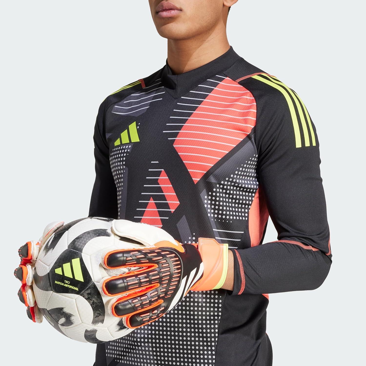 imageadidas UnisexAdult Match Fingersave Predator Goalie GlovesBlackSolar RedSolar Yellow