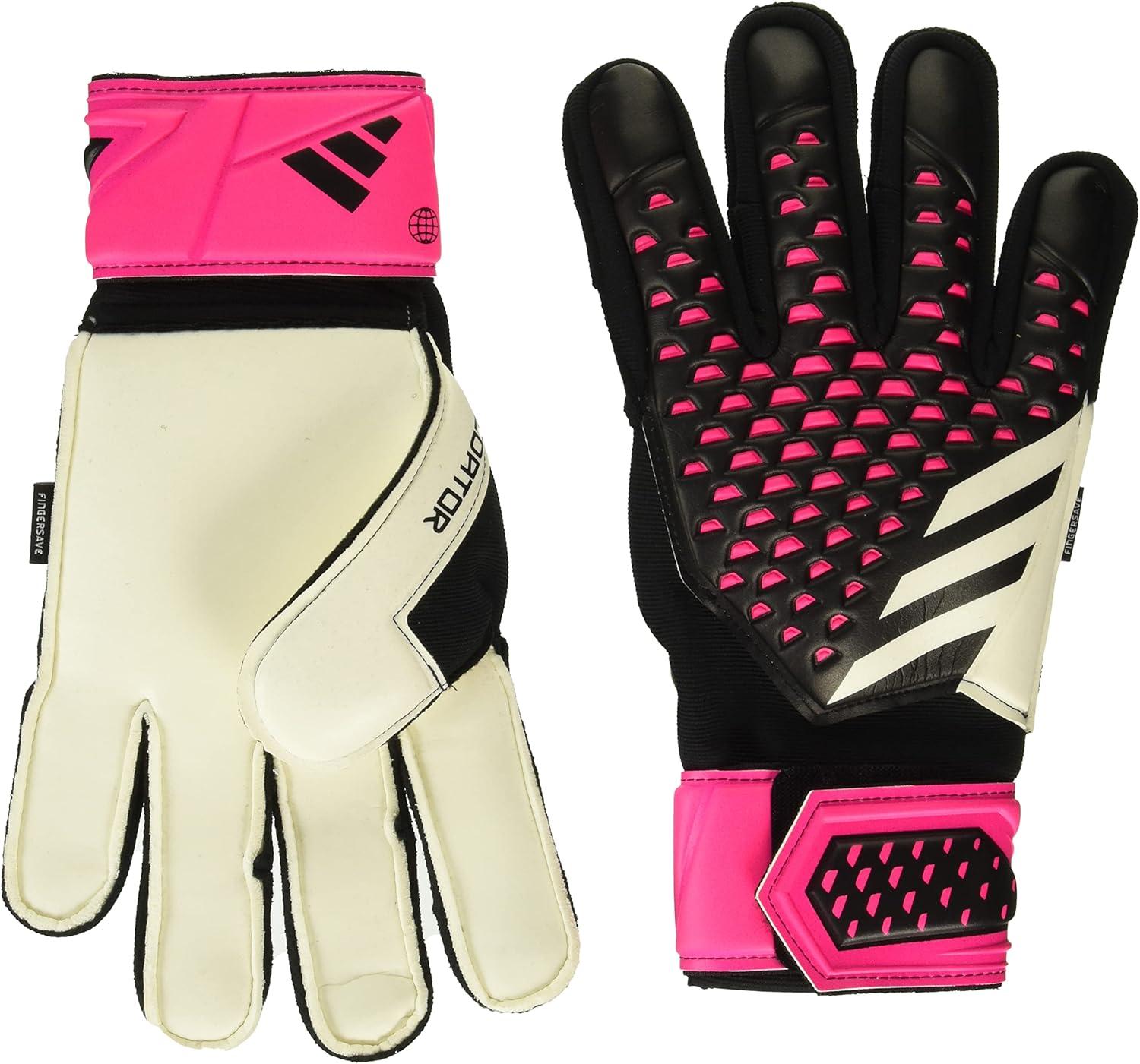 imageadidas UnisexAdult Match Fingersave Predator Goalie GlovesBlackWhiteTeam Shock Pink