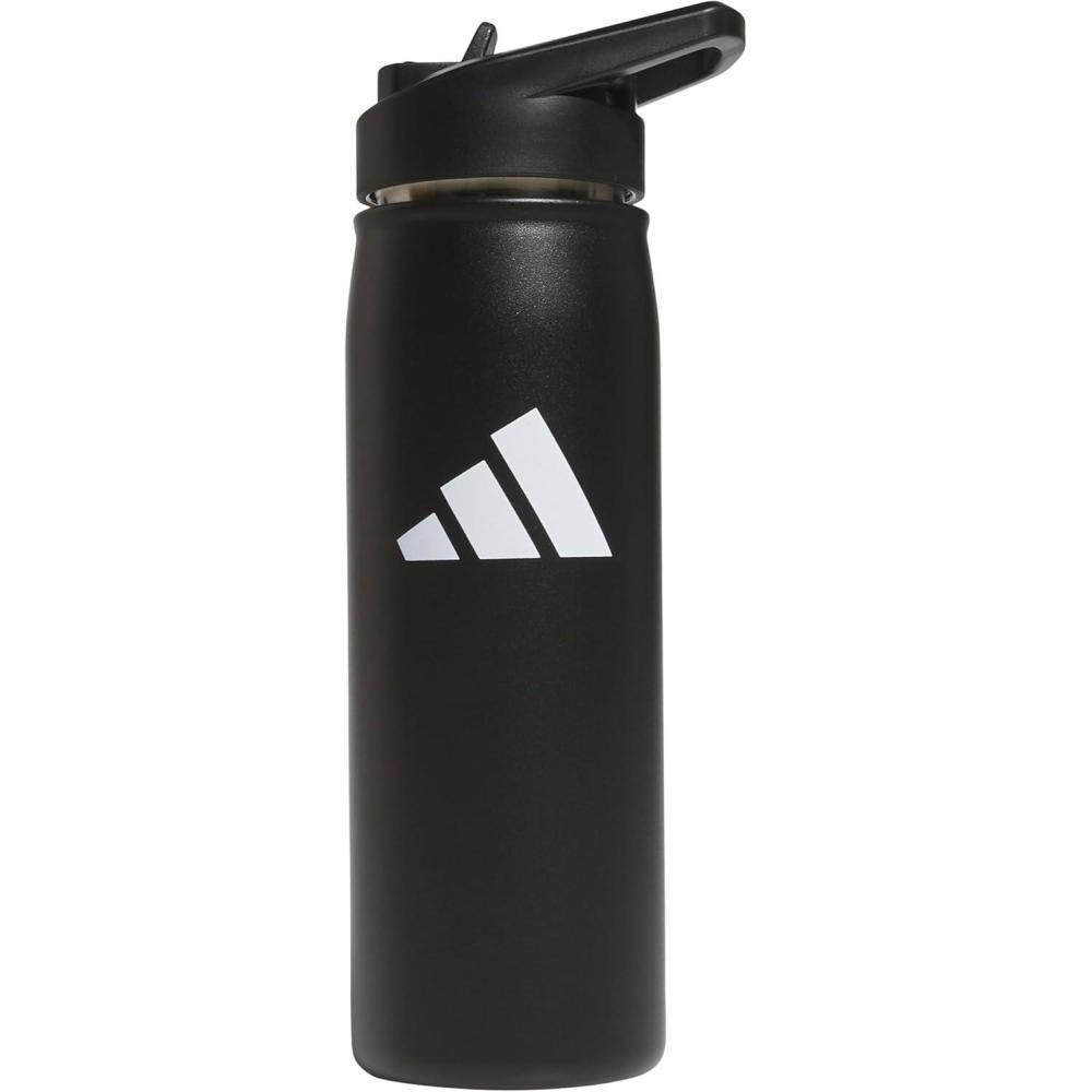 imageadidas 600 ML 20 oz Straw Top Metal Water Bottle HotCold DoubleWalled Insulated 188 Stainless SteelBlackWhite
