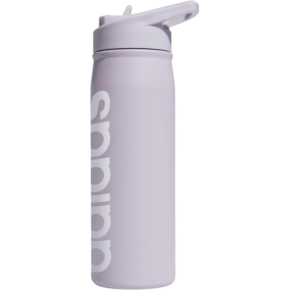 imageadidas 600 ML 20 oz Straw Top Metal Water Bottle HotCold DoubleWalled Insulated 188 Stainless SteelSilver Dawn GreyWhite