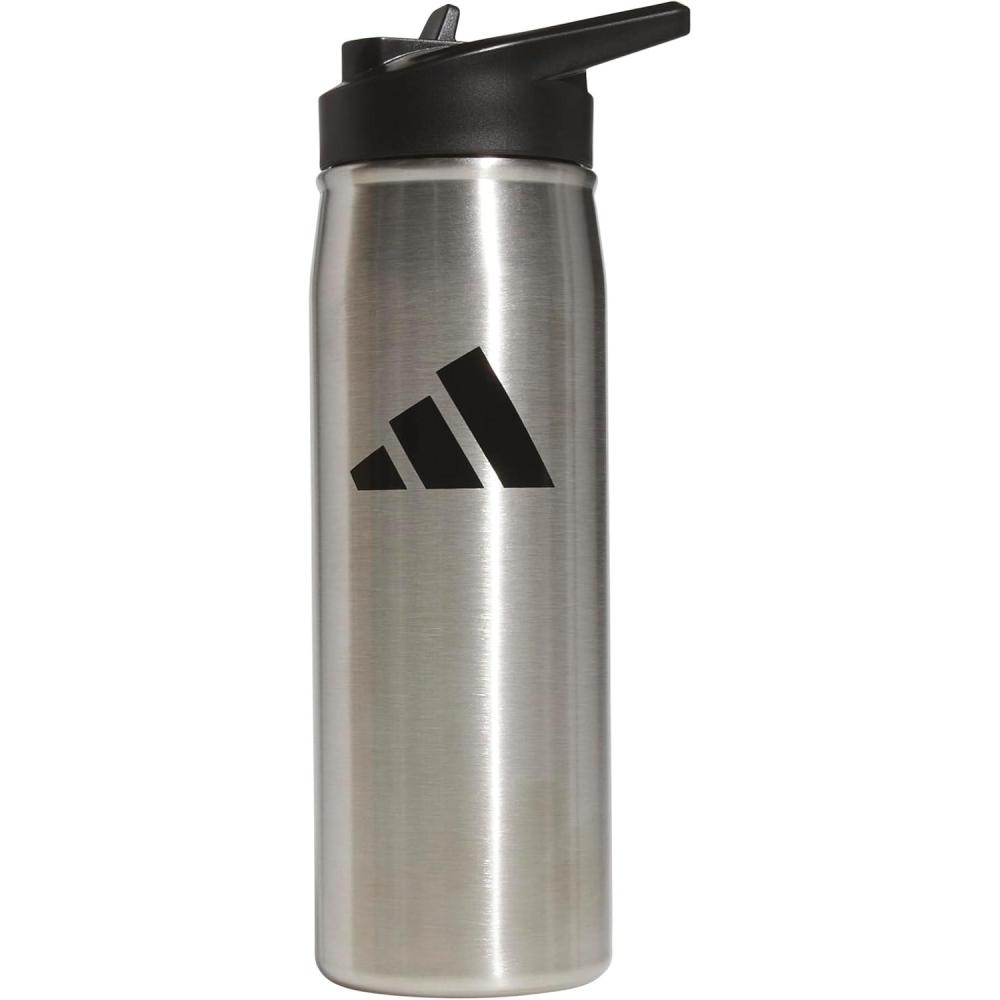 imageadidas 600 ML 20 oz Straw Top Metal Water Bottle HotCold DoubleWalled Insulated 188 Stainless SteelStainless SteelBlack 1