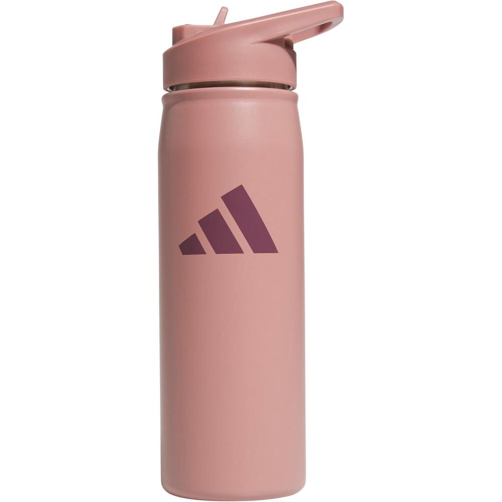 imageadidas 600 ML 20 oz Straw Top Metal Water Bottle HotCold DoubleWalled Insulated 188 Stainless SteelWarm Clay PinkQuiet Crimson Purple