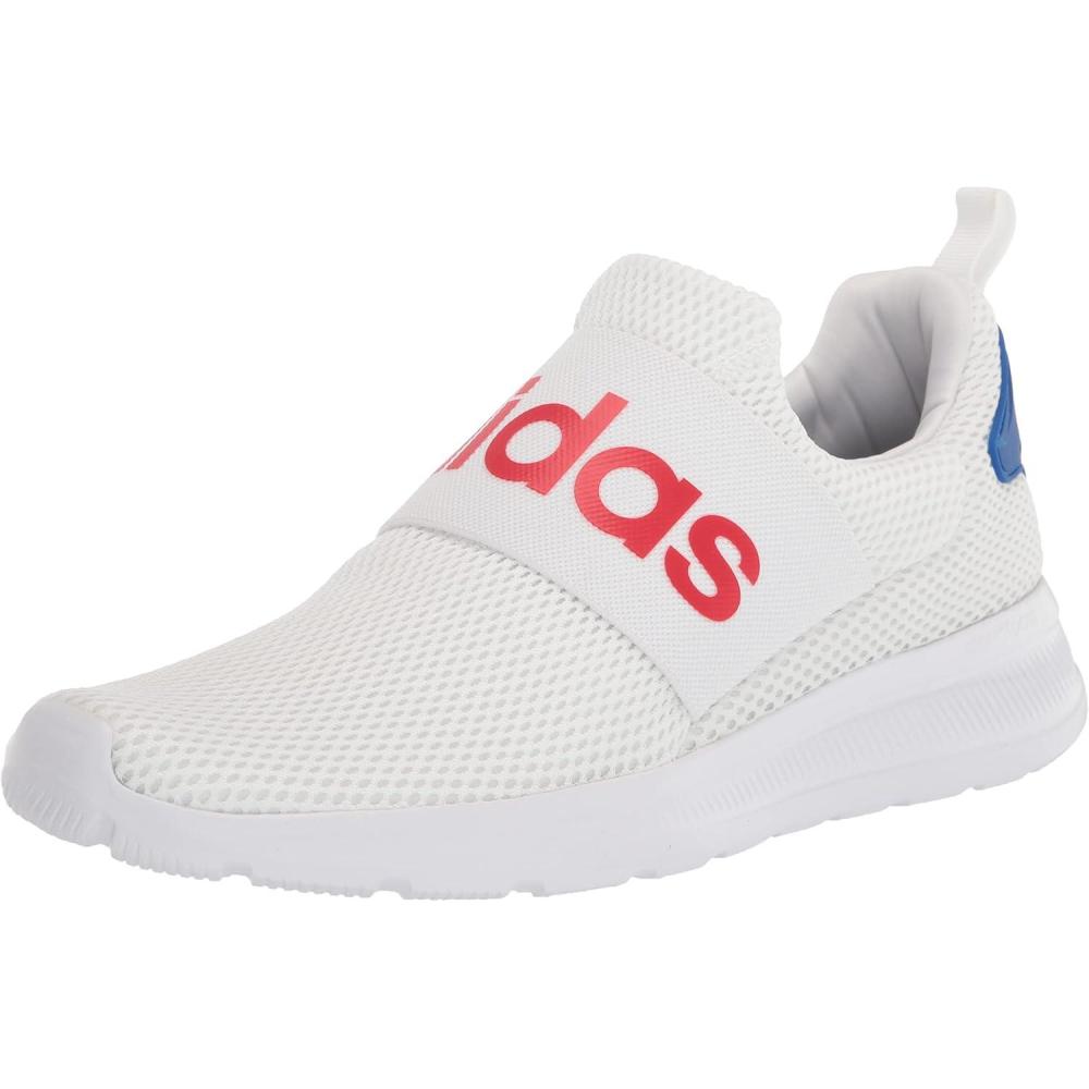 imageadidas Mens Lite Racer Adapt 40 Running ShoeWhiteVivid RedBlue