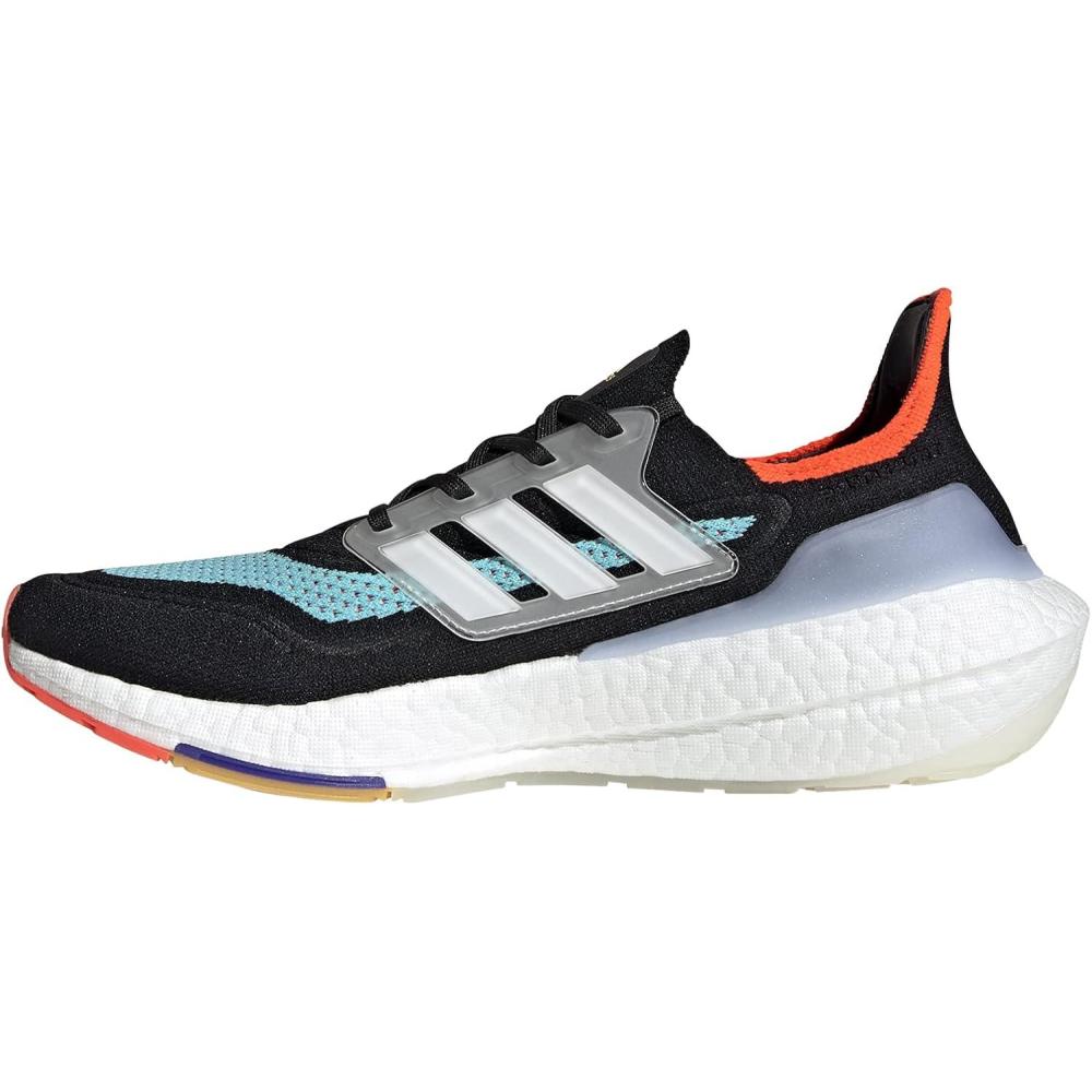 imageadidas Mens Ultraboost 21 ShoesBlackWhiteAqua