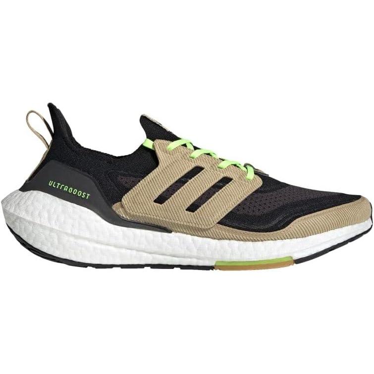 imageadidas Mens Ultraboost 21 ShoesCore BlackBeige ToneSignal Green