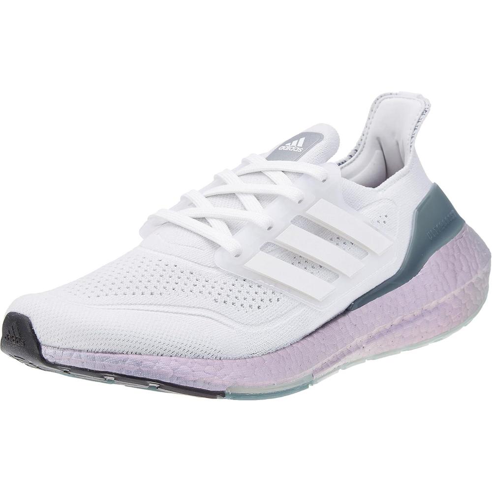 imageadidas Mens Ultraboost 21 ShoesCrystal White Crystal White Hazy Green