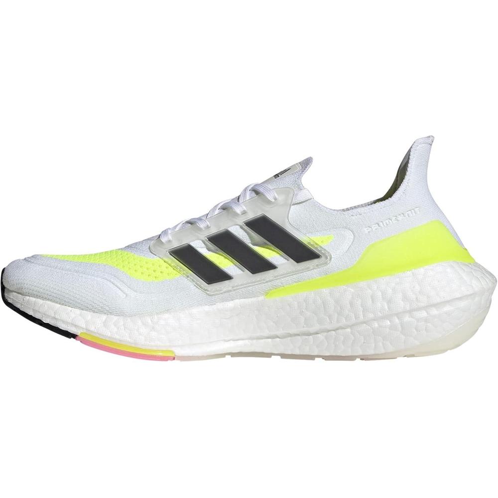 imageadidas Mens Ultraboost21 Running ShoesWhiteBlackSolar Yellow