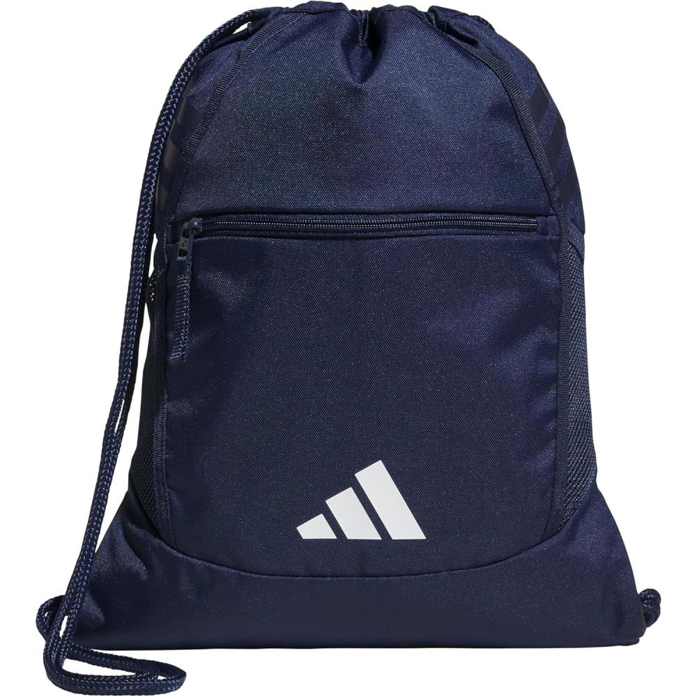 imageadidas Stadium Sackpack Small Drawstring Bag for Sports ampamp Gym Black One SizeTeam Navy Blue 2White