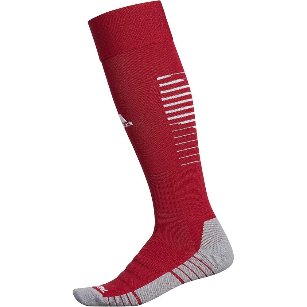 imageadidas Team Speed 2 Soccer Socks for Boys Girls Men and Women 1PairTeam Power RedWhiteLight Onix Grey