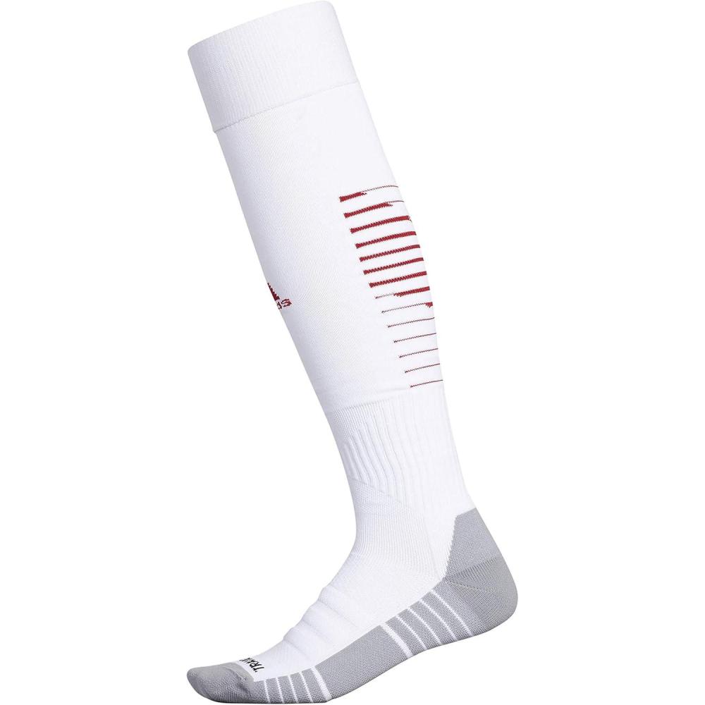 imageadidas Team Speed 2 Soccer Socks for Boys Girls Men and Women 1PairWhiteTeam Power RedLight Onix Grey