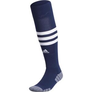 adidas 3-Stripe Hoop Soccer Socks (1-Pair) with Arch Compression for a Secure Fit(Team Navy Blue/White)