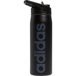 adidas 600 ML (20 oz) Straw Top Metal Water Bottle, Hot/Cold Double-Walled Insulated 18/8 Stainless Steel(Black/Onix Grey)