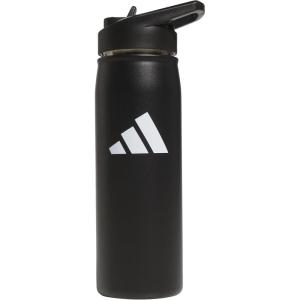 adidas 600 ML (20 oz) Straw Top Metal Water Bottle, Hot/Cold Double-Walled Insulated 18/8 Stainless Steel(Black/White)