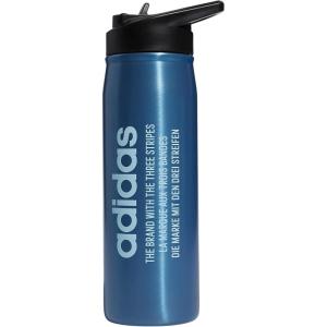 adidas 600 ML (20 oz) Straw Top Metal Water Bottle, Hot/Cold Double-Walled Insulated 18/8 Stainless Steel(Pulse Blue/Black/Almost Blue)