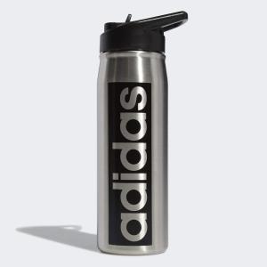 adidas 600 ML (20 oz) Straw Top Metal Water Bottle, Hot/Cold Double-Walled Insulated 18/8 Stainless Steel(Stainless Steel/Black)