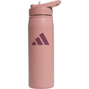 adidas 600 ML (20 oz) Straw Top Metal Water Bottle, Hot/Cold Double-Walled Insulated 18/8 Stainless Steel(Warm Clay Pink/Quiet Crimson Purple)