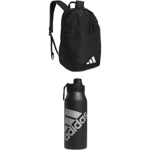 adidas Defender 5 Team Sports Backpack (33L) Durable Large Athletic Gym Laptop Travel Bag, Power Red/White, One Size(Black + Black/Silver Metallic)