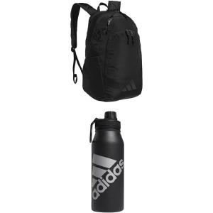 adidas Defender 5 Team Sports Backpack (33L) Durable Large Athletic Gym Laptop Travel Bag, Power Red/White, One Size(Black/Black + Black/Silver Metallic)