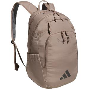 adidas Defender 5 Team Sports Backpack (33L) Durable Large Athletic Gym Laptop Travel Bag, Power Red/White, One Size(Chalky Brown/Gunmetal)