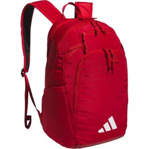 adidas Defender 5 Team Sports Backpack (33L) Durable Large Athletic Gym Laptop Travel Bag, Power Red/White, One Size(Power Red/White)