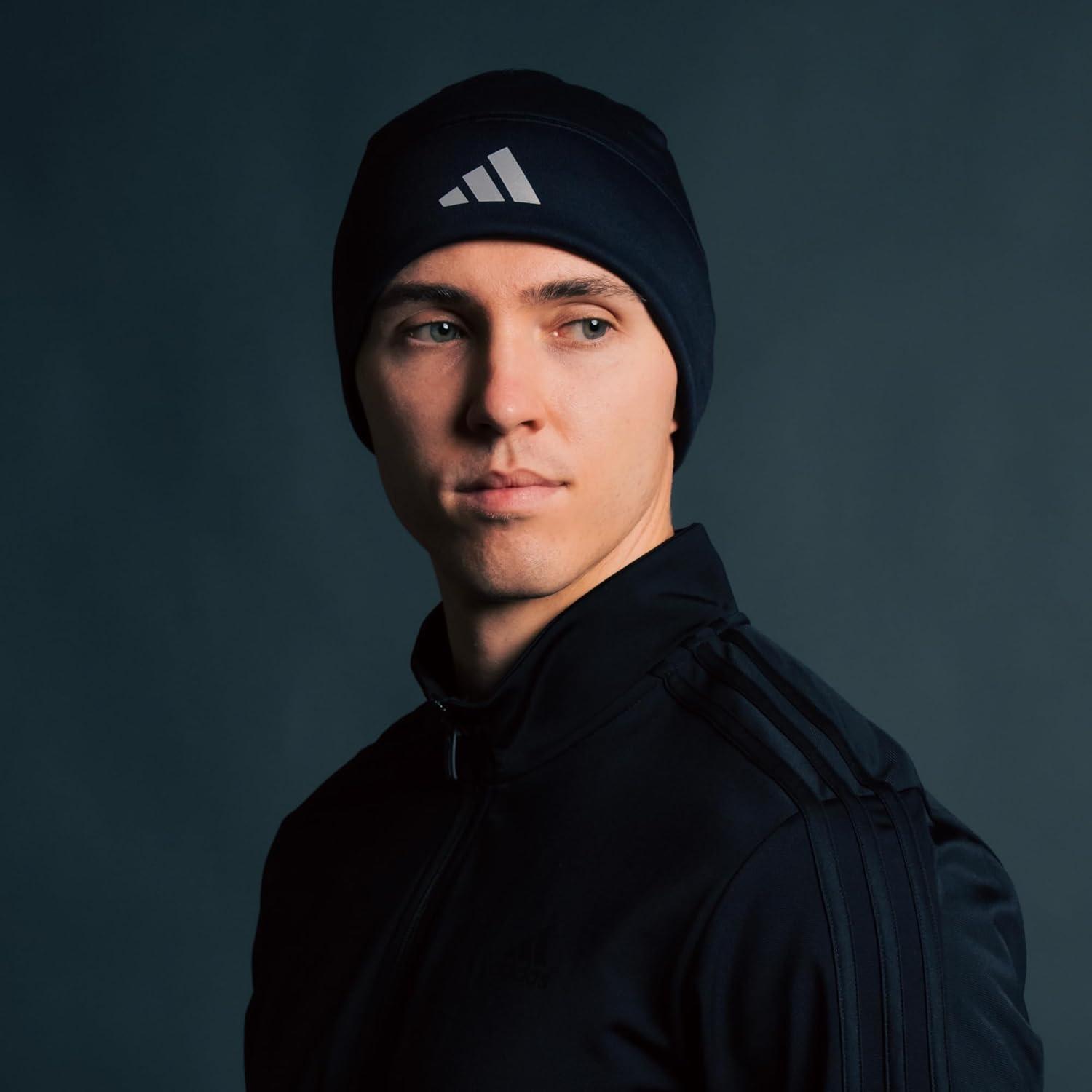 imageAdidas Alphaskin Beanie  Performance Workout Skull CapBlackSilver Reflective2