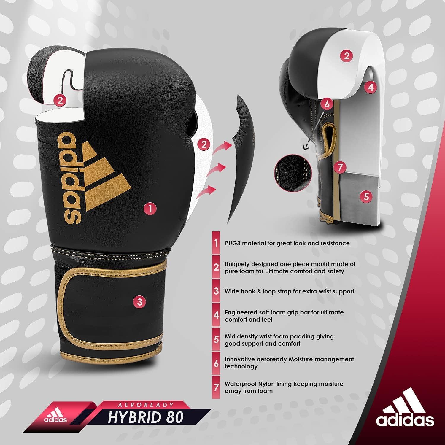 imageAdidas Hybrid 80 Boxing Gloves Adult Boxing Gloves for Men ampamp Women Heavy Bag Gloves Kickboxing Gloves for Women MMA Sparring Gloves Punching Bag Gloves for MenBlackWhite